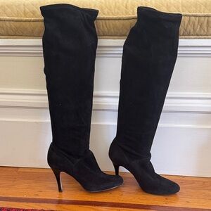 Cole Haan Black Suede Knee-High Stiletto Boots